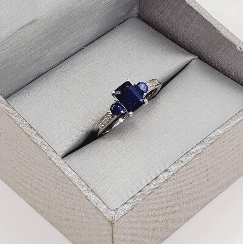 Genuine Blue Spinel Ring 925 Ring Sterling Silver Ring Blue Ring